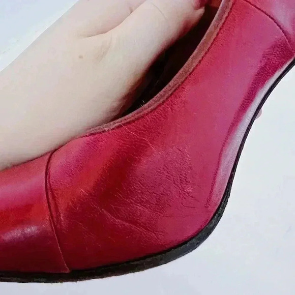 YSL Yves Saint Laurent Vintage Dark Red Leather Pumps Heels Pumps Size 8 US - Picture 11 of 13